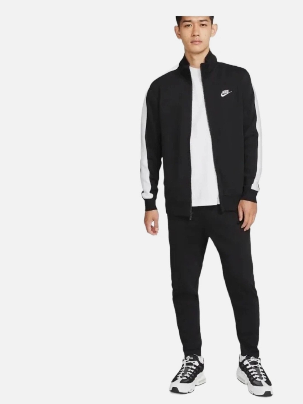 Nike Black Jacket with White Sleeve Stripes